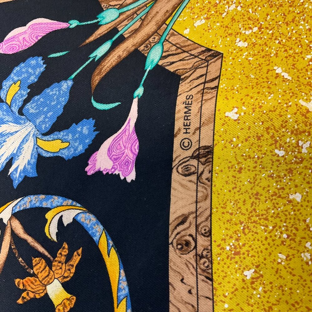 Hermes Black / Gold Multi Pierres d'Orient et d'Occident Square Silk Twill Scarf - Picture 8 of 9